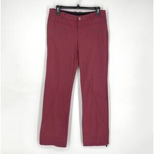 Athleta Straight Cinch Hem Pants Womens Sz M Maroon Zip Pockets Stretch Casual